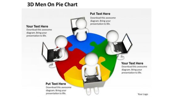 Business Architecture Diagrams 3d Men On Pie Chart PowerPoint Slides