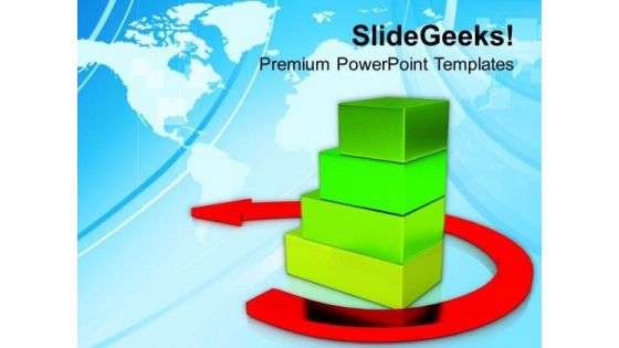 Business Bar Graph With Growth Arrow PowerPoint Templates Ppt Backgrounds For Slides 0413