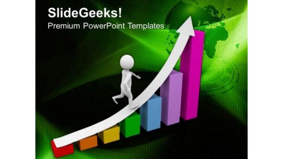 Business Bar Graph With Growth Arrow PowerPoint Templates Ppt Backgrounds For Slides 0613