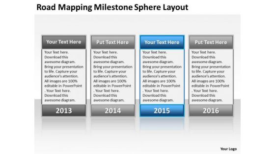 Business Case Diagram Road Mapping Milestone Sphere Layout Ppt PowerPoint Slides