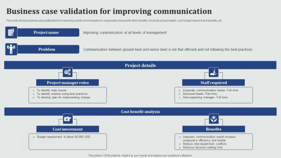 Business Case Validation For Improving Communication Summary Pdf