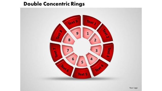 Business Chart PowerPoint Templates Business 3d Double Concentric Rings Pieces Ppt Slides