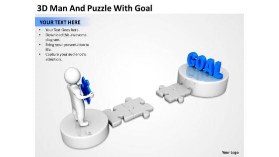 Business Charts 3d Man And Puzzle With Goal PowerPoint Templates Ppt Backgrounds For Slides