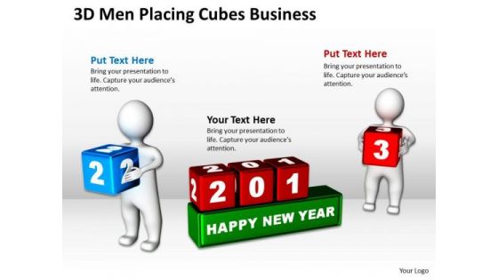 Business Charts 3d Men Placing Cubes PowerPoint Presentation Templates