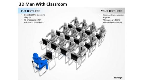 Business Charts 3d Men With Classroom Education PowerPoint Templates