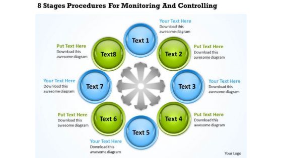 Business Charts 8 Stages Procedures For Monitoring And Controlling PowerPoint Slides