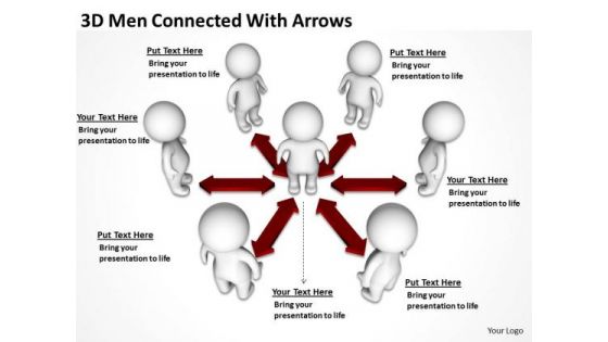 Business Charts Examples 3d Men Connected With Arrows PowerPoint Templates