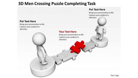 Business Charts Examples 3d Men Crossing Puzzle Completing Task PowerPoint Templates