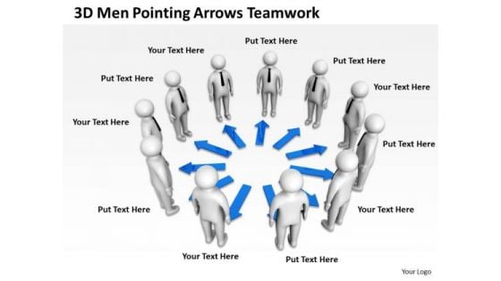 Business Charts Examples 3d Men Pointing Arrows Teamwork PowerPoint Templates