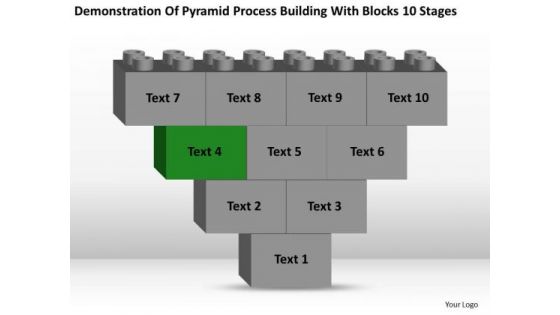 Business Charts Examples Of Pyramid Process Building With Blocks 10 Stages PowerPoint Slide