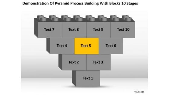 Business Charts Examples Of Pyramid Process Building With Blocks 10 Stages PowerPoint Templates