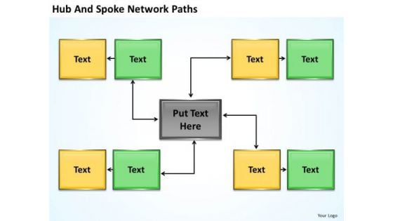 Business Charts Hub And Spoke Network Path PowerPoint Slides