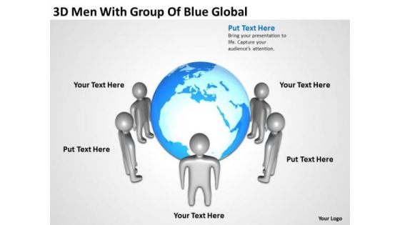 Business Charts Men With Group Of Blue Globe PowerPoint Templates Ppt Backgrounds For Slides