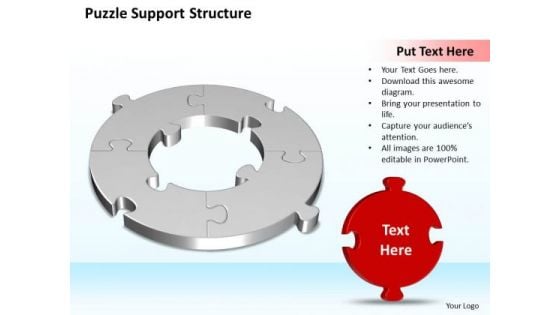 Business Charts PowerPoint Templates 3d Process Puzzle Support Structure Fitting The Missing Piece