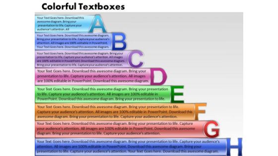 Business Charts PowerPoint Templates Colorful Textboxes With Alphabets Abcdefgh