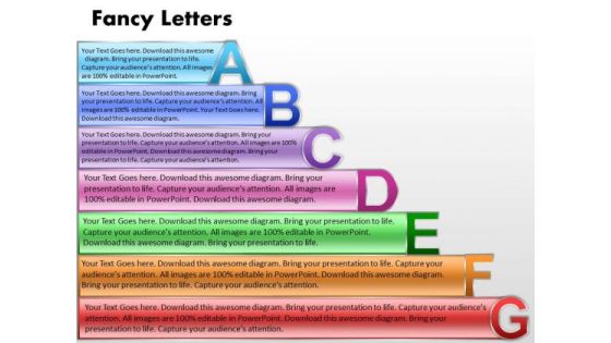 Business Charts PowerPoint Templates Fancy Letters Abcdefg With Textboxes