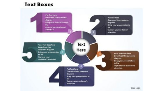 Business Charts PowerPoint Templates Five Text Boxes Connected With Circular Direction