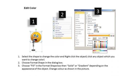 Business Charts PowerPoint Templates Singing Smiley Emoticon With Mike Sales