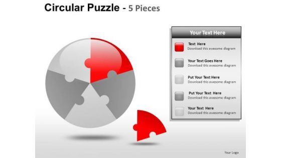 Business Circular Puzzle 5 Pieces PowerPoint Slides And Ppt Diagram Templates