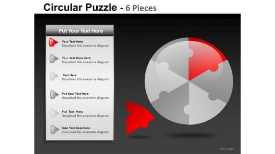 Business Circular Puzzle 6 Pieces PowerPoint Slides And Ppt Diagram Templates