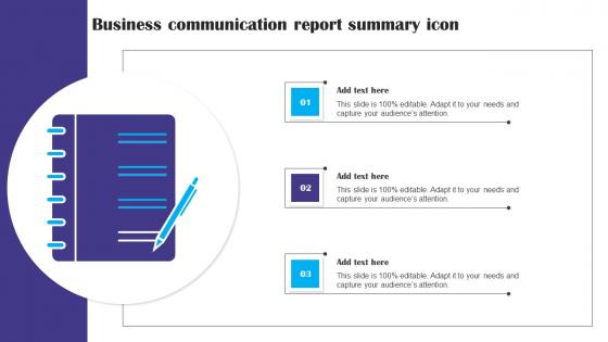 Business Communication Report Summary Icon Ppt Inspiration Good pdf