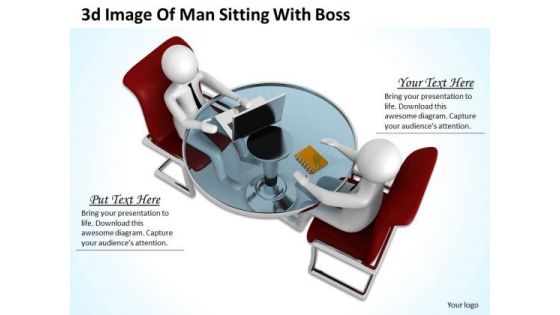 Business Concepts 3d Image Of Man Sitting With Boss Character Modeling