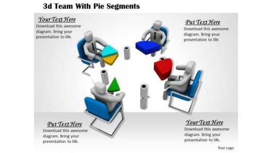 Business Concepts 3d Team With Pie Segments Character Models Business Concepts 3d Team With Pie Segments Character Models