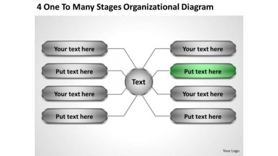 Business Concepts 4 One To Many Stages Organizational Diagram Strategy Process