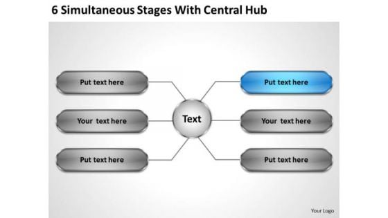 Business Concepts 6 Simultaneous Stages With Central Hub Marketing