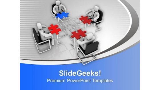 Business Confrence On Glass Table With Puzzles PowerPoint Templates Ppt Backgrounds For Slides 0213