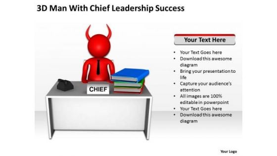 Business Context Diagram 3d Man With Chief Leadership Success PowerPoint Slides