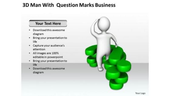 Business Context Diagram 3d Man With Question Marks PowerPoint Templates