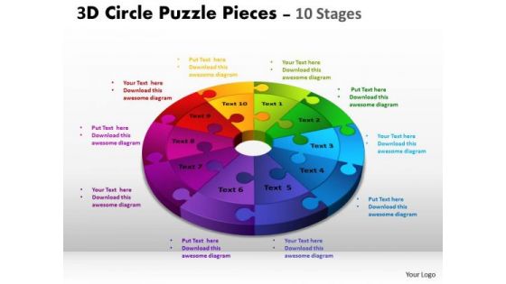 Business Cycle Diagram 3d Circle Puzzle Diagram 10 Stages Slide Layout Consulting Diagram