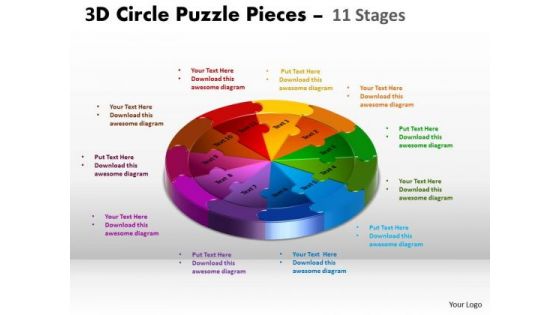 Business Cycle Diagram 3d Circle Puzzle Diagram 11 Stages Consulting Diagram