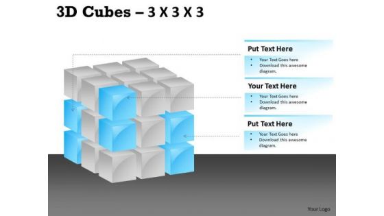Business Cycle Diagram 3d Cubes 3x3x3 Business Framework Model