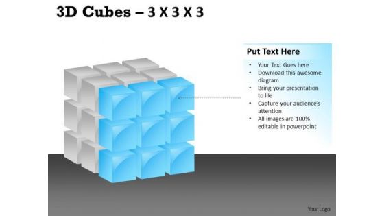 Business Cycle Diagram 3d Cubes 3x3x3 Strategy Diagram