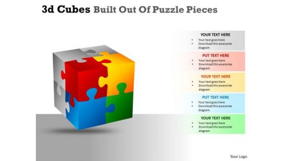 Business Cycle Diagram 3d Cubes Built Out Of Puzzle Pieces Business Diagram