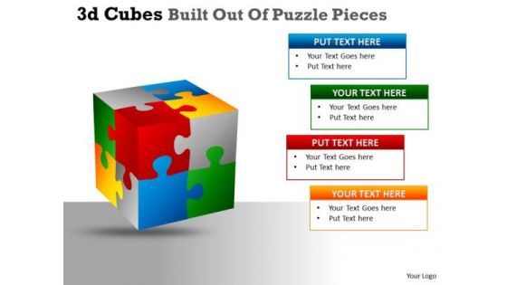 Business Cycle Diagram 3d Cubes Built Out Of Puzzle Pieces Consulting Diagram