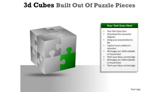 Business Cycle Diagram 3d Cubes Built Out Of Puzzle Pieces Strategic Management