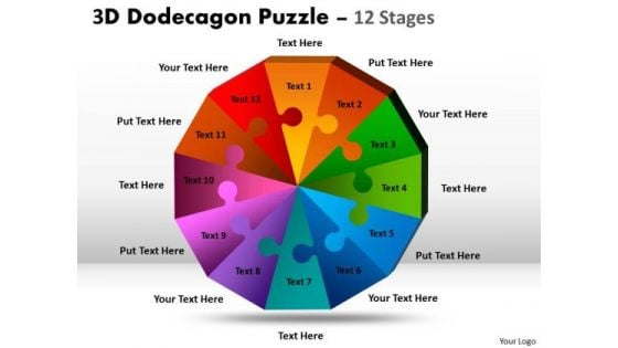 Business Cycle Diagram 3d Dodecagon Puzzle Diagram Process 12 Stages Consulting Diagram