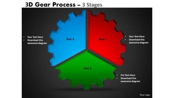 Business Cycle Diagram 3d Gear Process 3 Stages Business Diagram