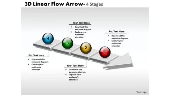 Business Cycle Diagram 3d Linear Flow Arrow 4 Stages Business Diagram