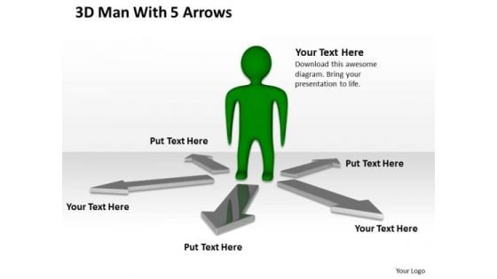 Business Cycle Diagram 3d Man With 5 Arrows PowerPoint Templates Ppt Backgrounds For Slides