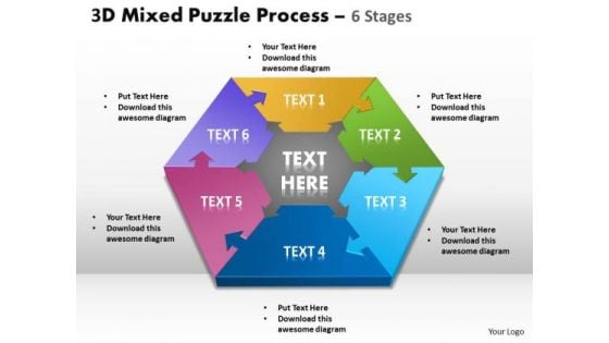 Business Cycle Diagram 3d Mixed Puzzle Process Business Diagram