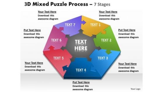 Business Cycle Diagram 3d Mixed Puzzle Process Business Framework Model