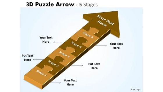 Business Cycle Diagram 3d Puzzle Arrow 5 Stages Strategic Management