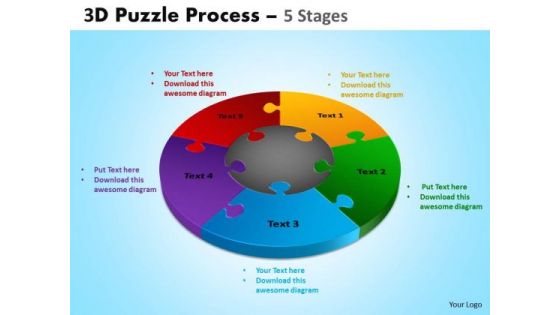 Business Cycle Diagram 3d Puzzle Process Templates Diagram 5 Stages Strategic Management