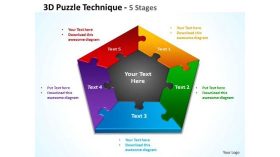 Business Cycle Diagram 3d Puzzle Technique 5 Stages Strategic Management