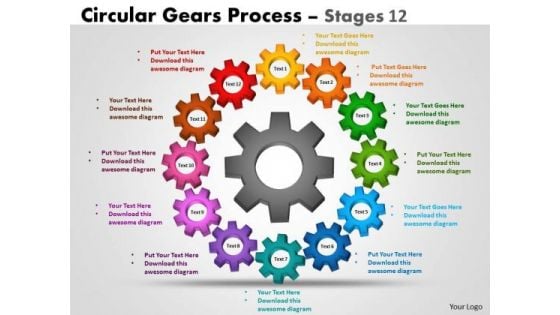 Business Cycle Diagram Circular Gears Process Stages 12 Strategy Diagram