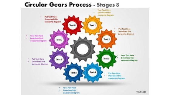 Business Cycle Diagram Circular Gears Process Stages 8 Business Framework Model